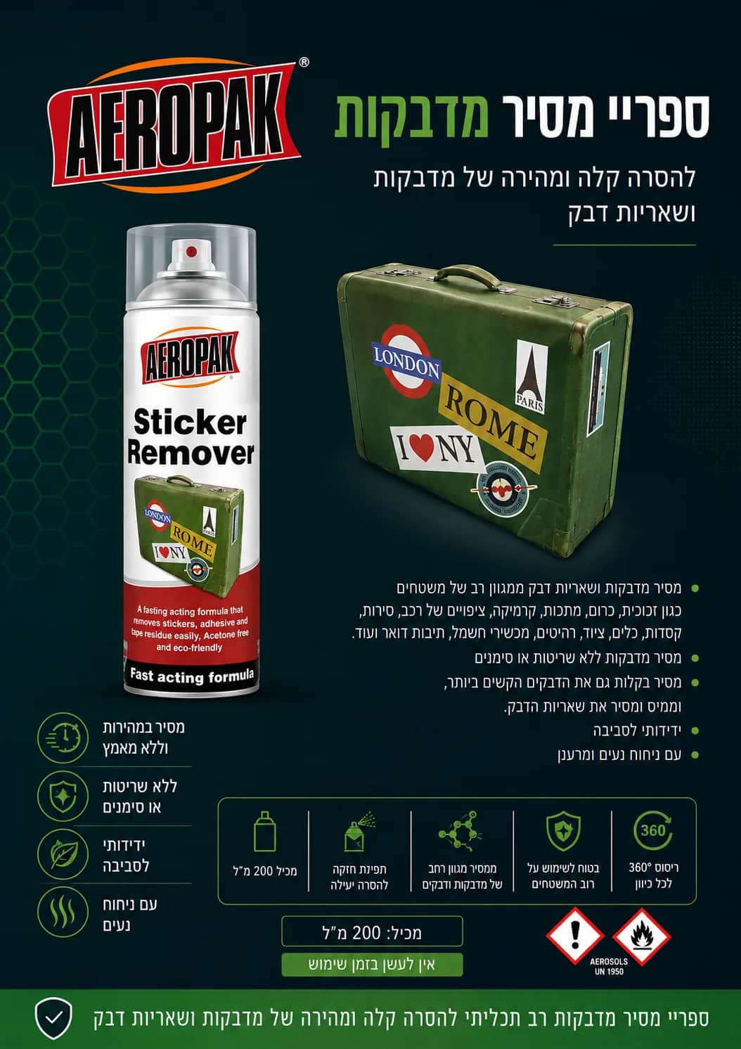 AEROPAK Spray anti-autocollants — 200 ml