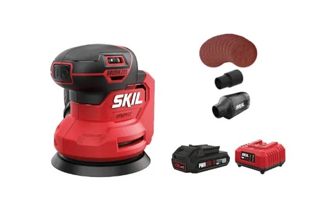מלטשת אקצנטרית "5 (125 מ"מ) נטענת 20V Brushless XP עם וויסות מהירות אלקטרוני + מיכל איסוף מתנה סוללה 2.0Ah + מטען SKIL