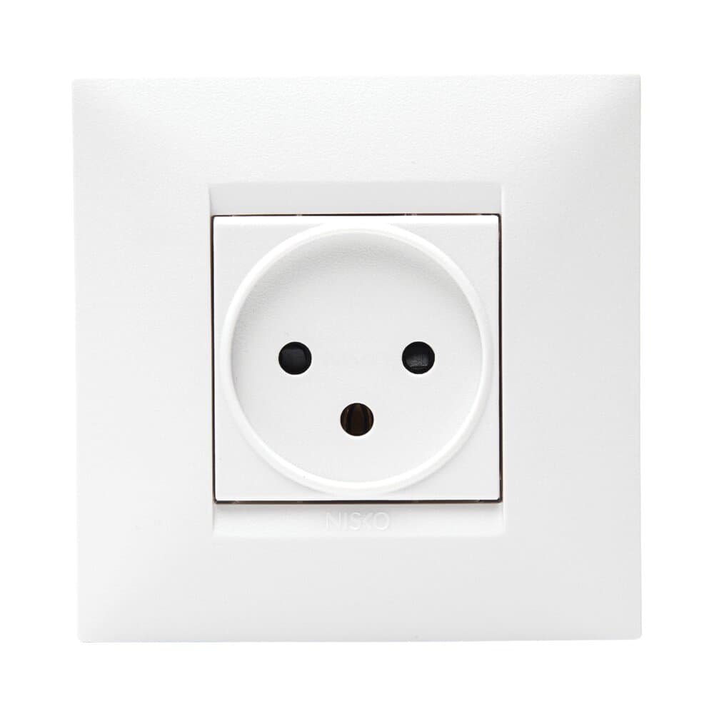 Nisko BE white socket, power outlet for 55 round box