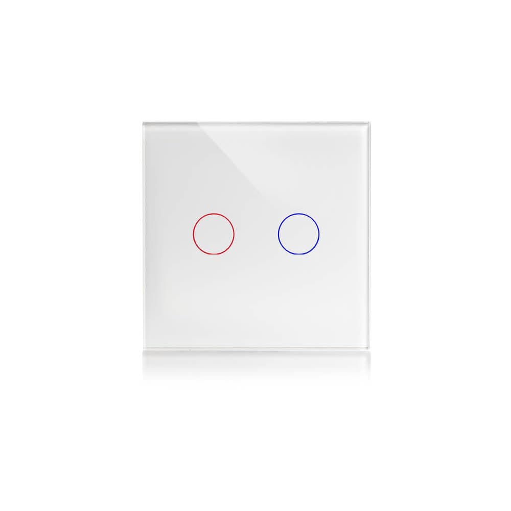 מתג טאץ חכם לתאורה 2 לחצנים זכוכית לבנה WIFI 60mm Nisko