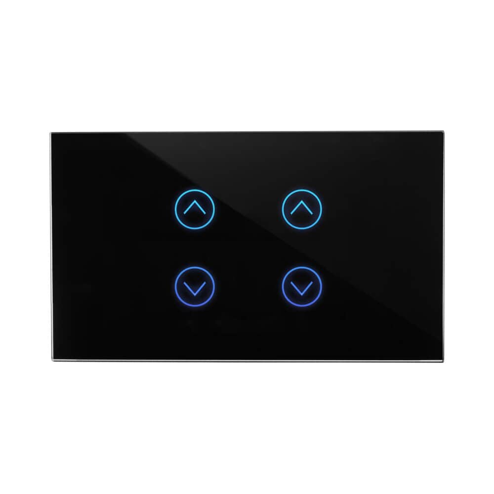 Smart Touch Switch for 2 Blinds Black Glass 3 Module ZIGBEE Nisko