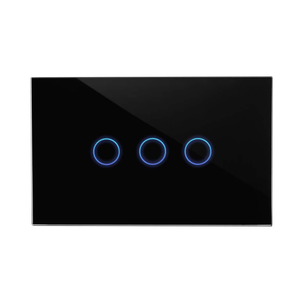 Smart Touch Switch for Lighting, 3 Buttons, Black Glass, 3 Modules, ZIGBEE Nisko