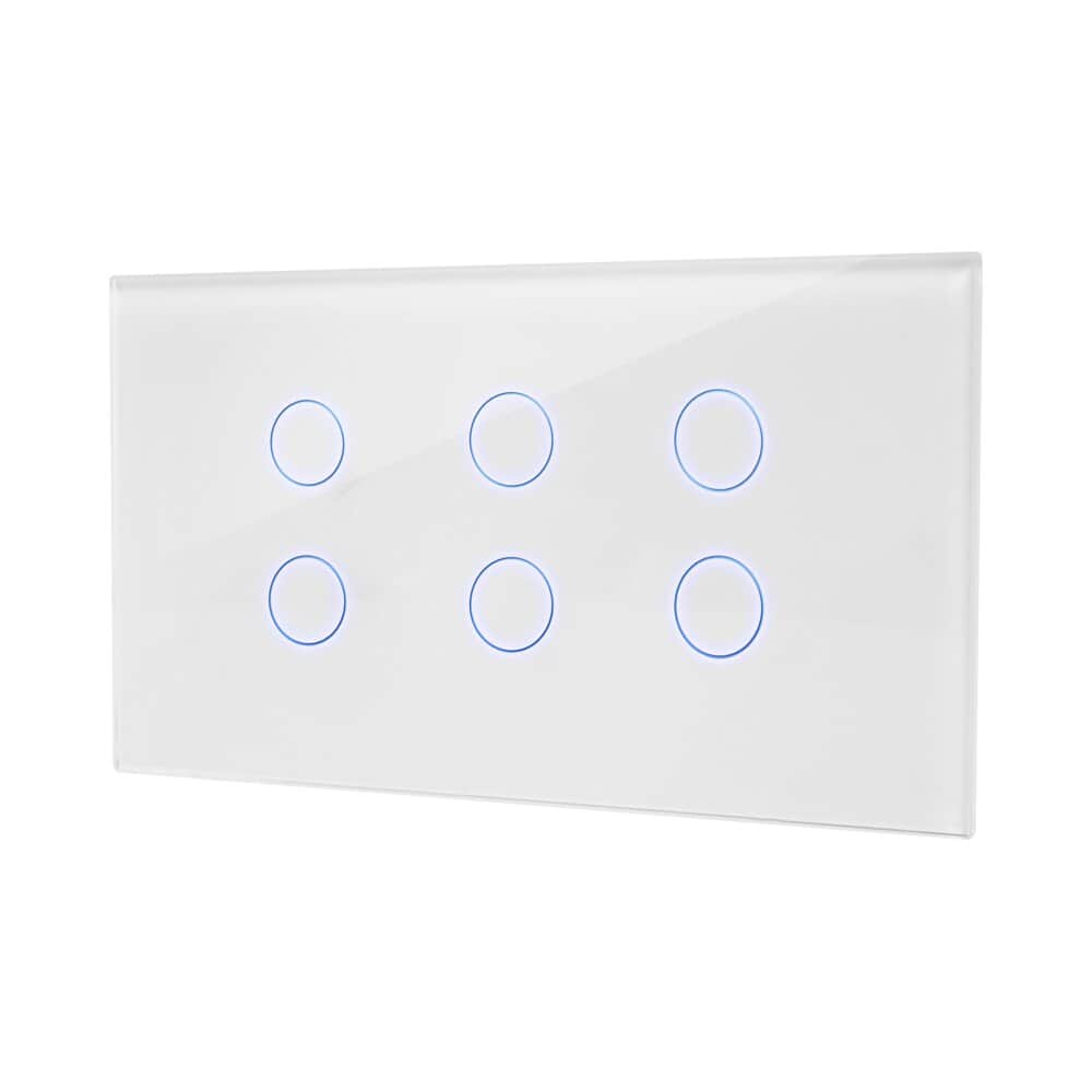 Smart Touch Light Switch, 6 Buttons, White Glass, 4 Modules ZIGBEE Nisko