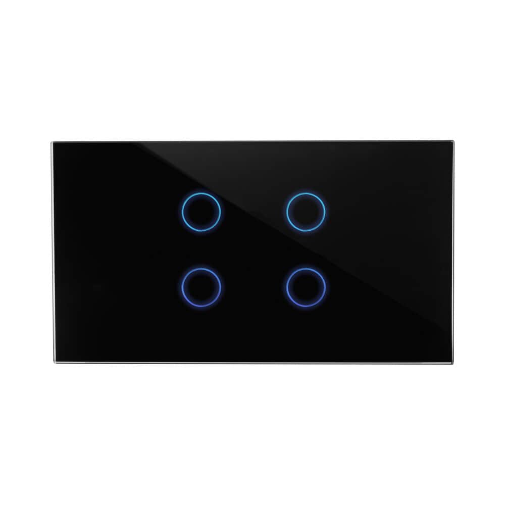 Smart Touch Switch for Lighting, 4 Buttons, Black Glass, 4 Modules ZIGBEE Nisko