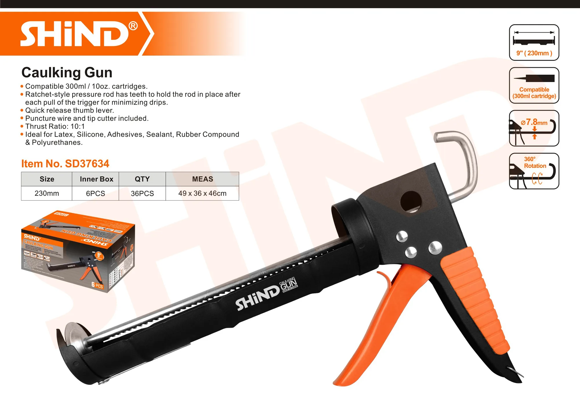 Professional Silicone Gun 230mm SHIND