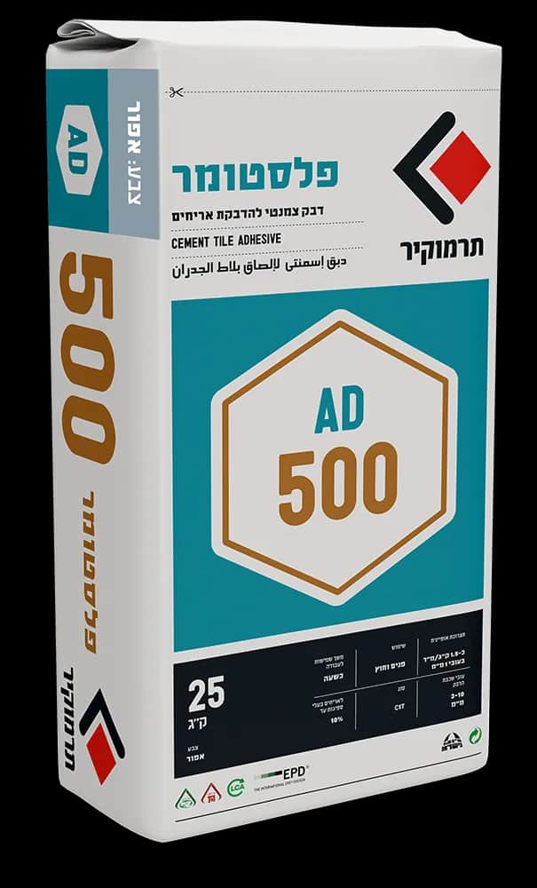 דבק פלסטומר תרמוקיר AD 500 - דבק צמנטי C1T להדבקת אריחים (25 ק"ג) Termokir