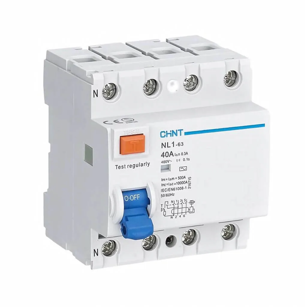 CHNT 4x40A Residual Current Relay, 3-Phase, 30mA, Type A