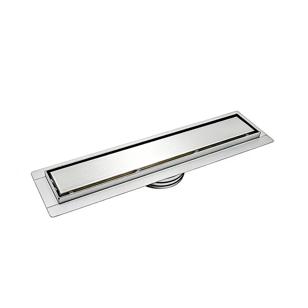 40cm Brushed Stainless Steel Shower Drain Channel with Hidden Cover AquaLine