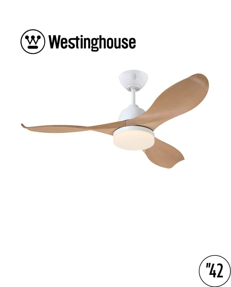 מאוורר תקרה "42 Westinghouse Erica מנוע DC שלט עמעם ותאורה 28W CCT לבן+דמוי אלון