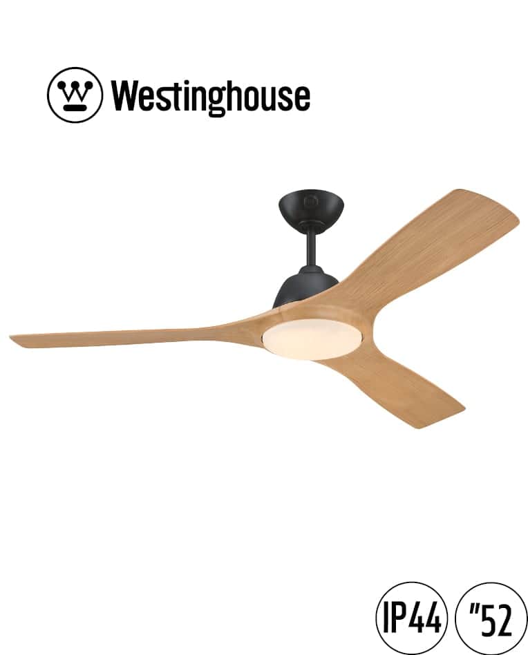 מאוורר תקרה 52" JESSICA ג'סיקה IP44 WESTINGHOUSE — שחור מט · דמוי עץ אלון · IP44