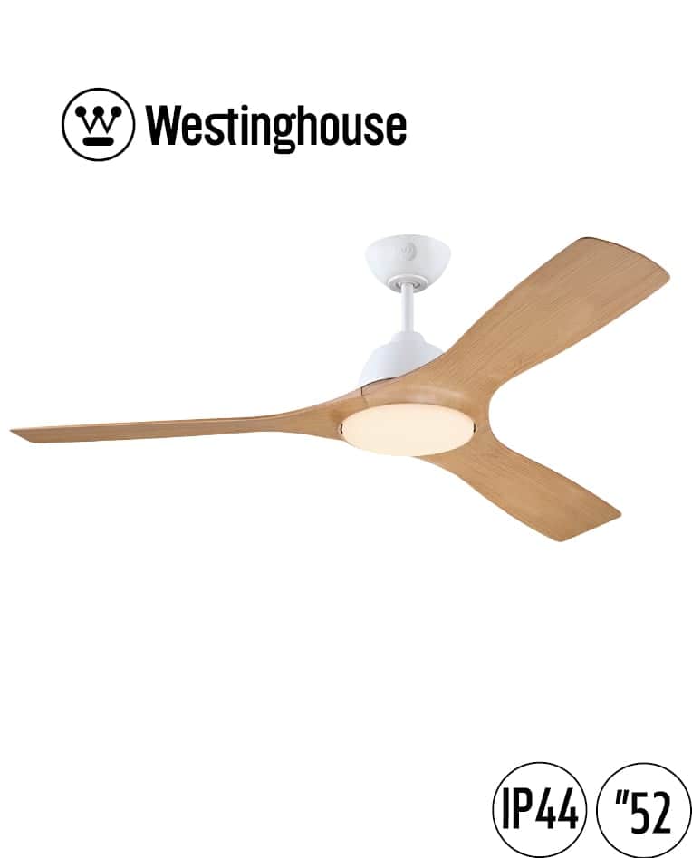 מאוורר תקרה 52" JESSICA ג'סיקה IP44 WESTINGHOUSE — לבן מט · דמוי עץ אלון · IP44