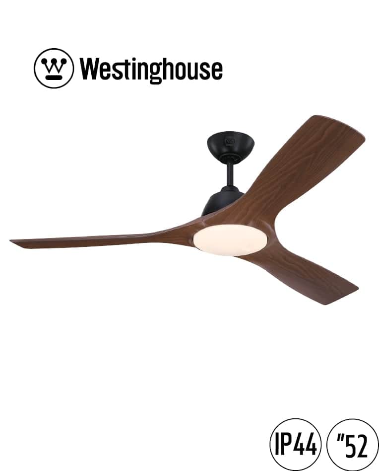 מאוורר תקרה 52" JESSICA ג'סיקה IP44 WESTINGHOUSE — שחור מט · דמוי עץ מהגוני · IP44