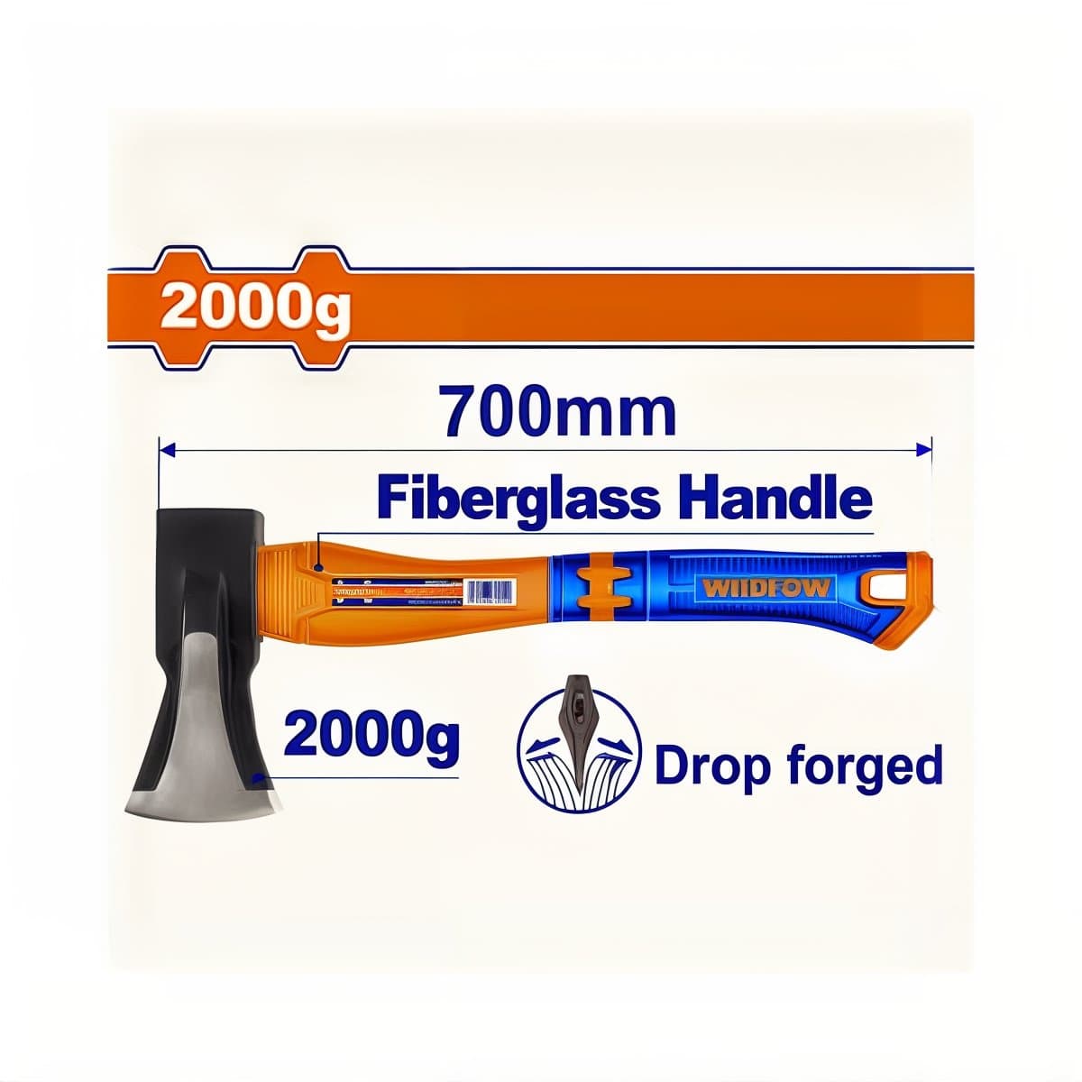 2000g Axe – Fiberglass Handle, 70cm Long
