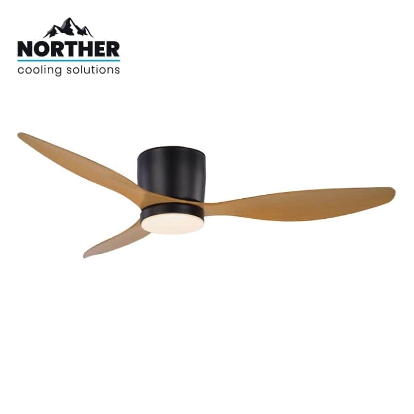 מאוורר צמוד תקרה 48" ERA +שלט ולד 24W CCT שחור+עץ NORTHER WiFi