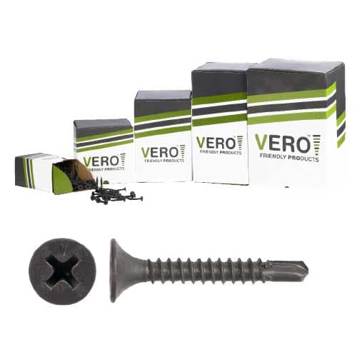 בורג גבס VERO ראש קודח לפח 3.5×25–76 מ״מ – מגוון אריזות