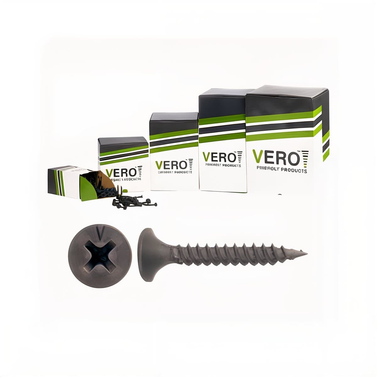 בורג גבס VERO ראש שפיץ לפח 3.5×25–76 מ״מ – מגוון אריזות