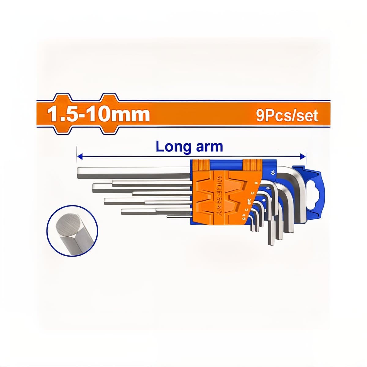 Long Hex Key Set – 9 Pieces in Sizes 1.5-10mm